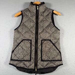 J. Crew Quilted Herringbone Vest‎ Women's XXS Stand Collar Puffer Comfort